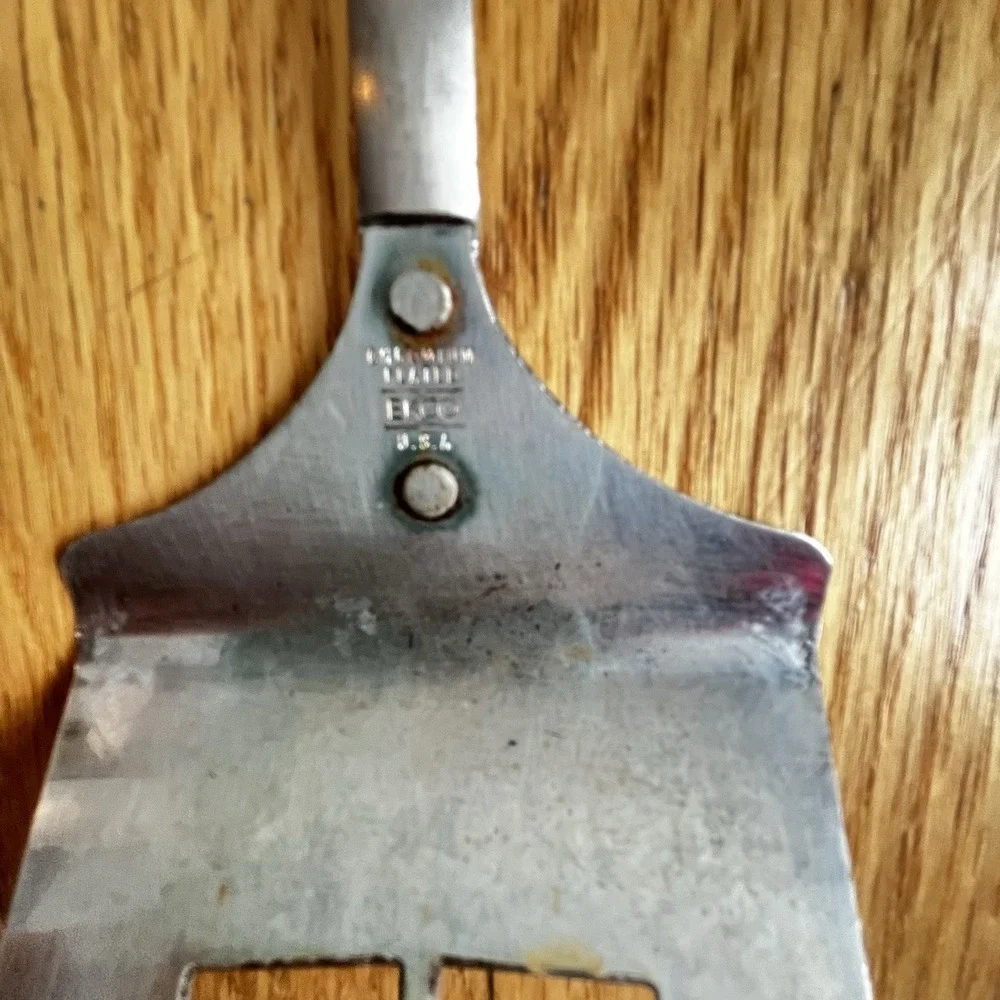 Vintage 1970's ECKO Chromium Plated Slotted Spatula Flipper White Handle MCM USA